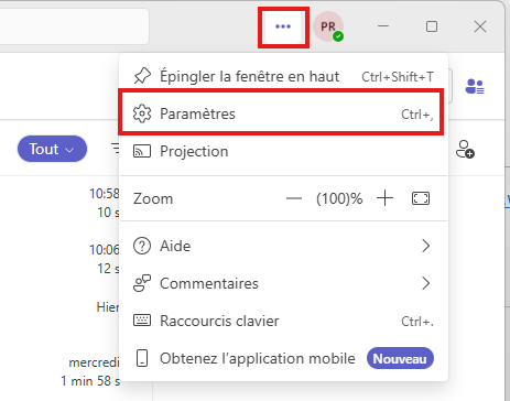 Interface gestion Teams
