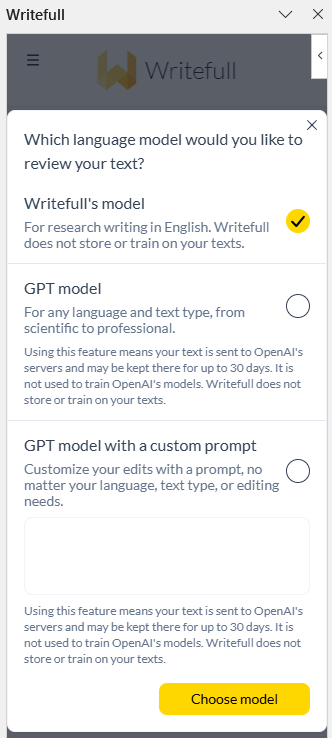 Choix du modèle de confidentialité dans Word