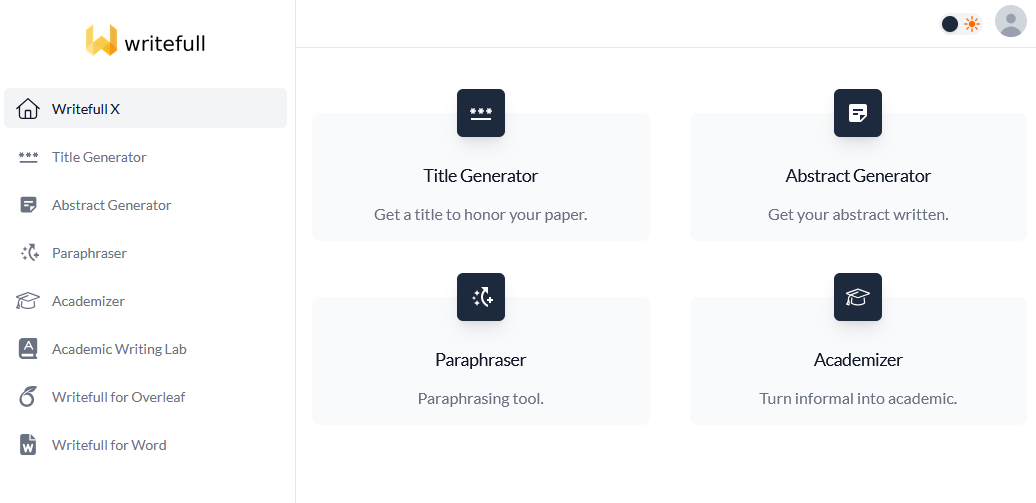 Outils disponibles dans WritefullX